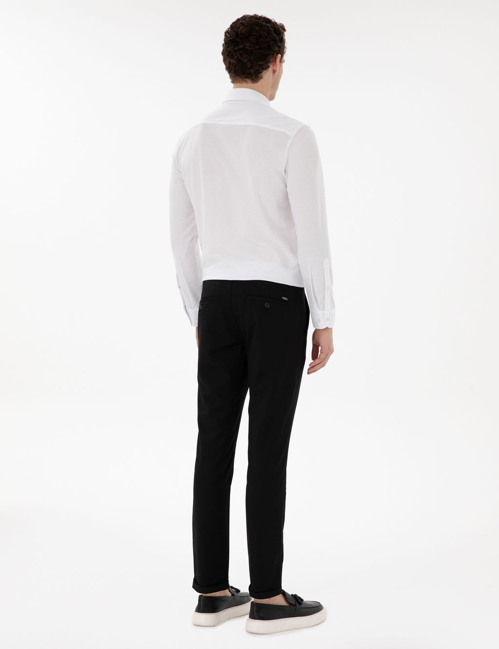 Siyah Slim Fit Ba_c_kl_ Kanvas Pantolon