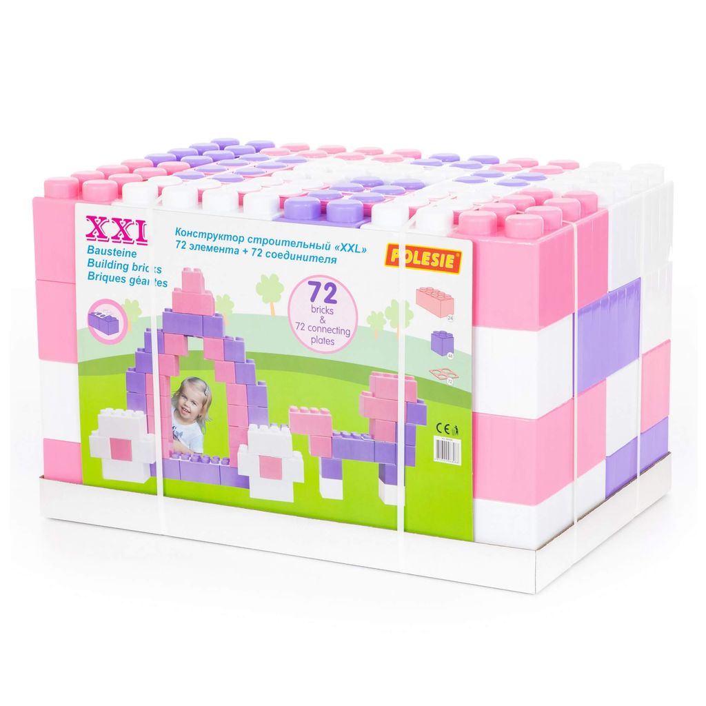 Конструктор строительный XXL, 72 элемента (v2) + соединитель (72 элемента) - Полесье фото 7