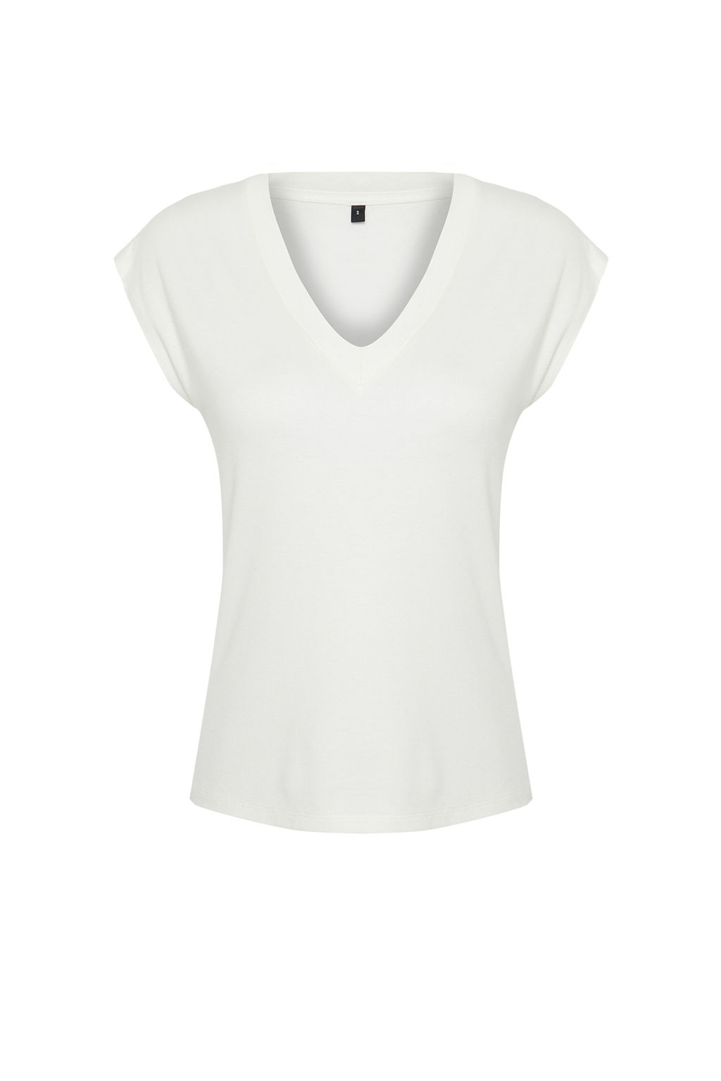 Ekru Viskoz/Yumusak Kumas Fitted/Vucuda Oturan Ay Kol V Yaka Esnek Orme Bluz TWOSS24BZ00433