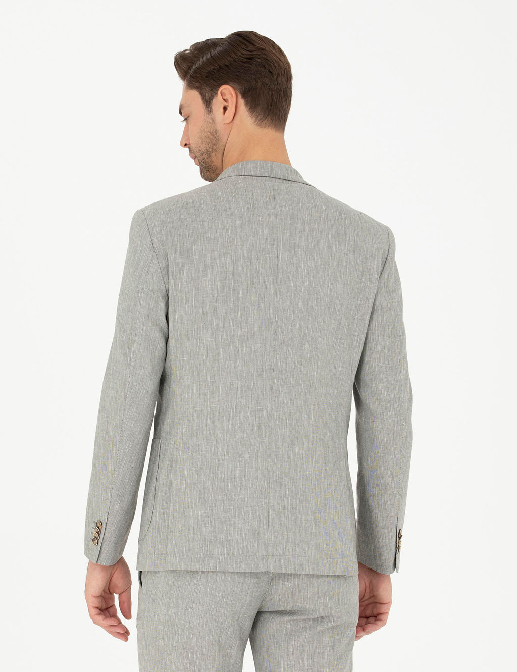 A__k Ye_il Ex. Slim Fit Keten Kar___ml_ Ceket