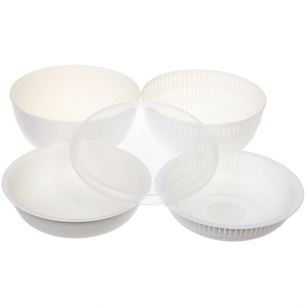 Дуршлаг пластиковый "Фаттория" 24*12см двойной с чашей и крышкой 4предмета