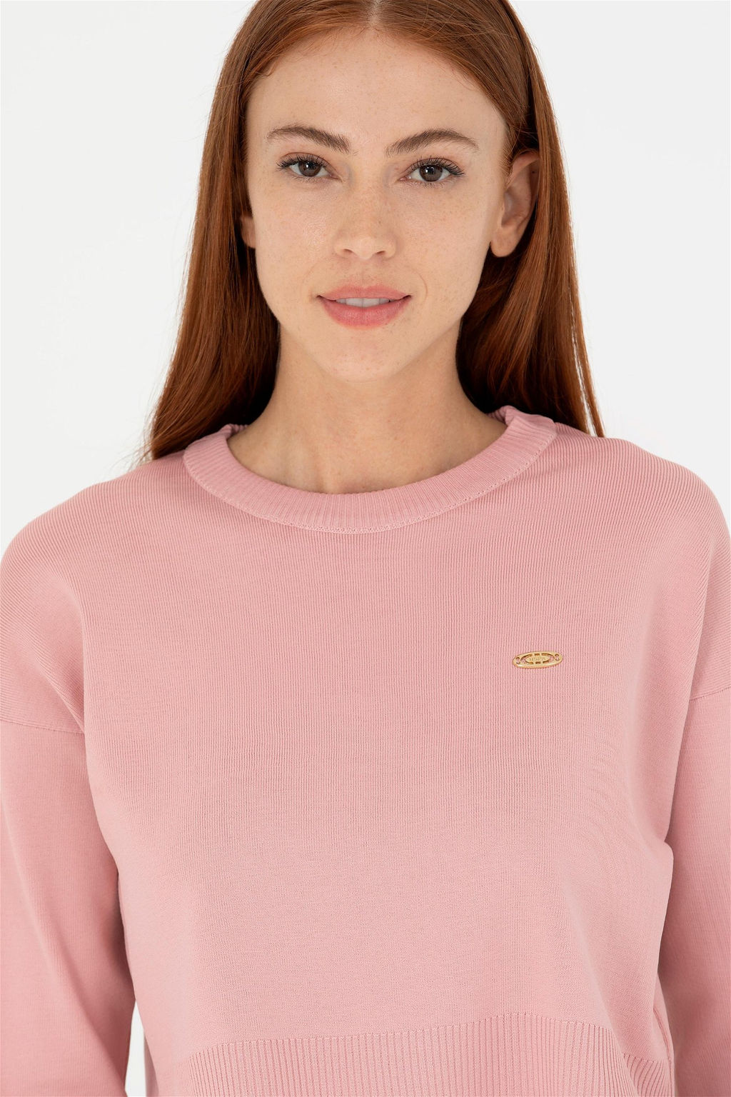 U. S. Polo Assn Женский пудровый свитер с круглым вырезом - U.s. polo assn фото 2