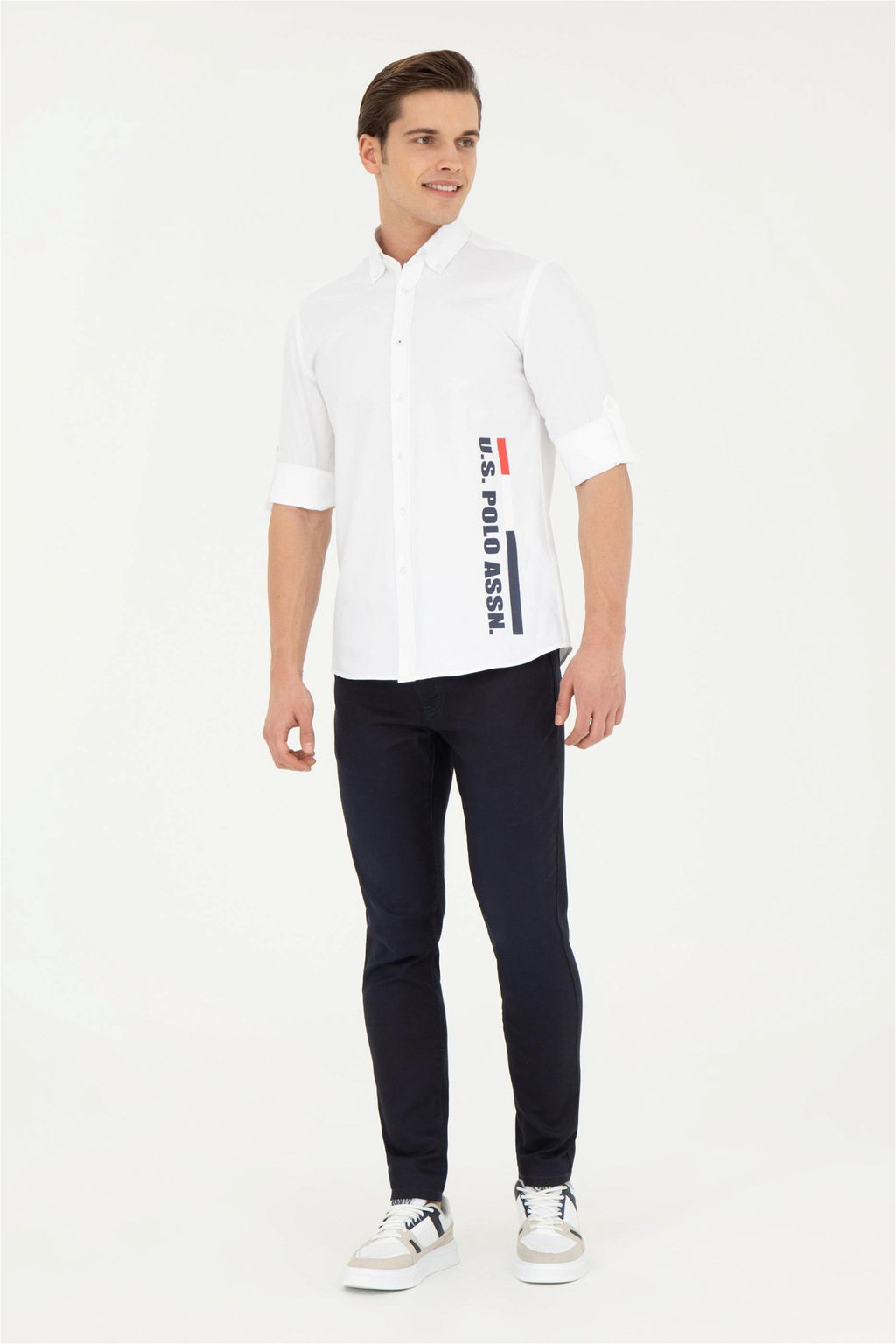 Мужская белая рубашка с длинным рукавом - U.s. polo assn фото 4