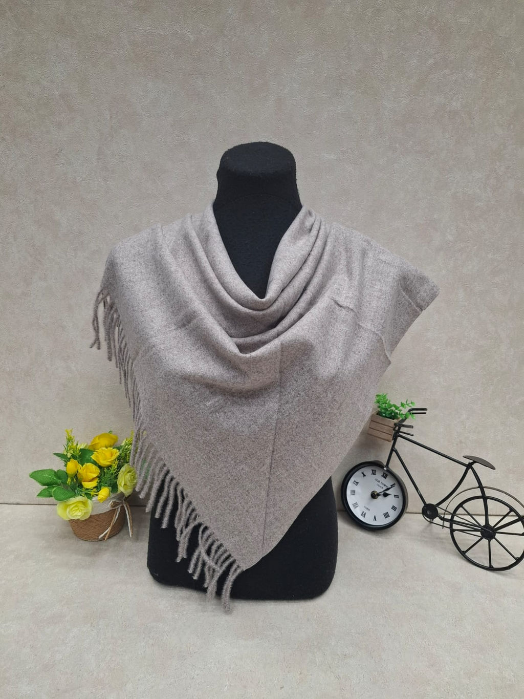 Платок из кашемира, цвет коричнево-серый