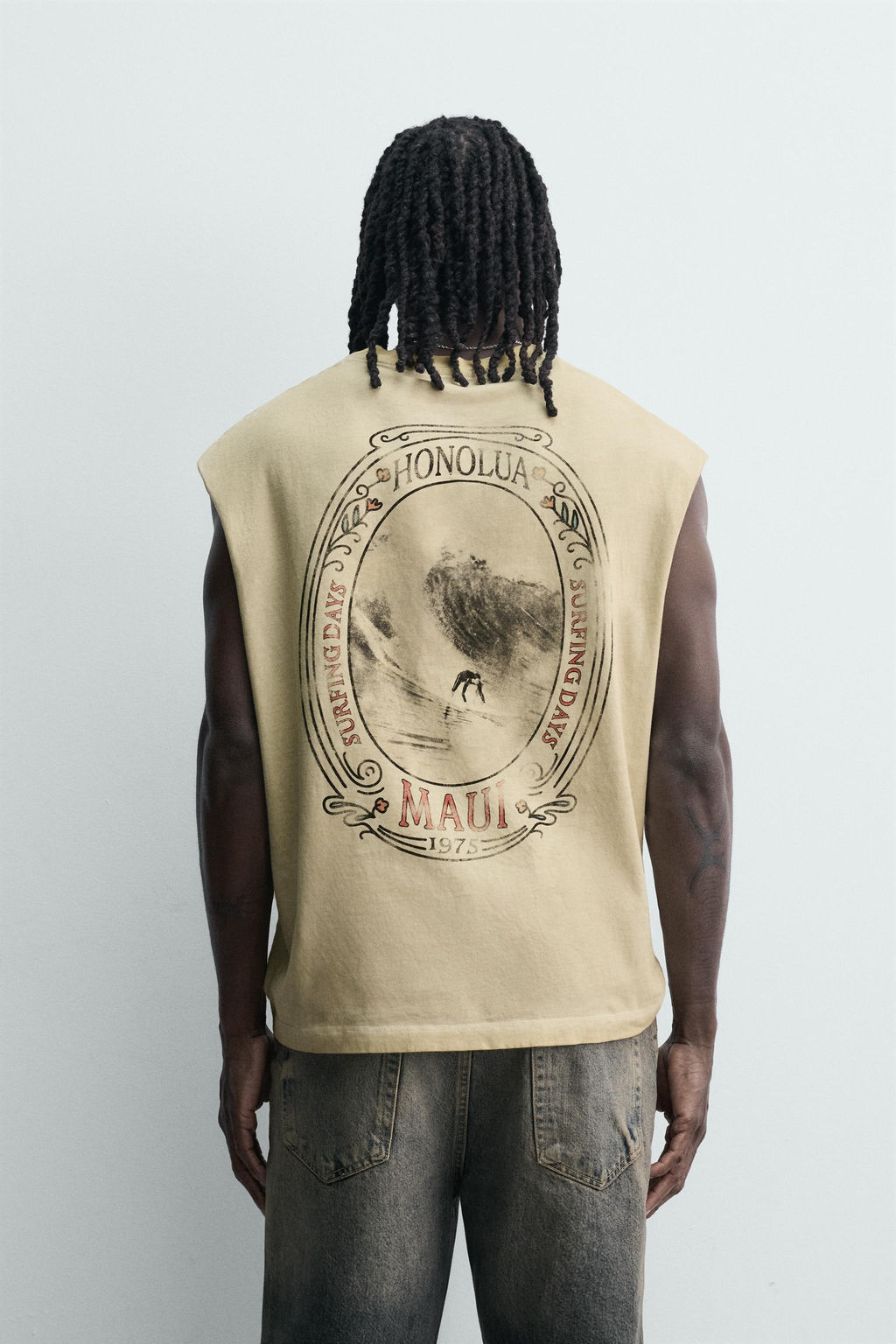 CAMISETA TANK RELAXED FIT ESTAMPADO / Crudo