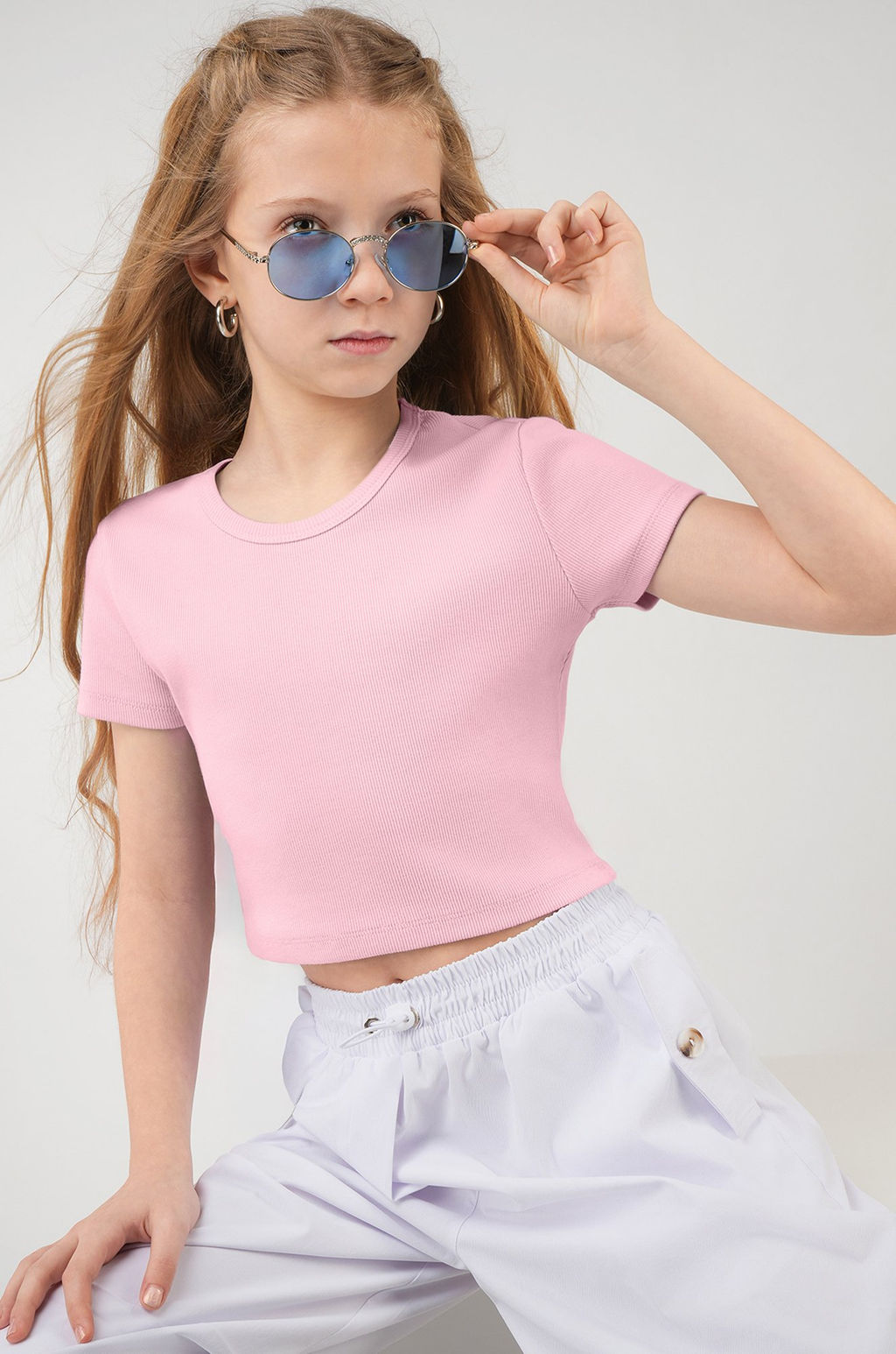 Укороченная футболка в рубчик для девочки Happyfox фото 16