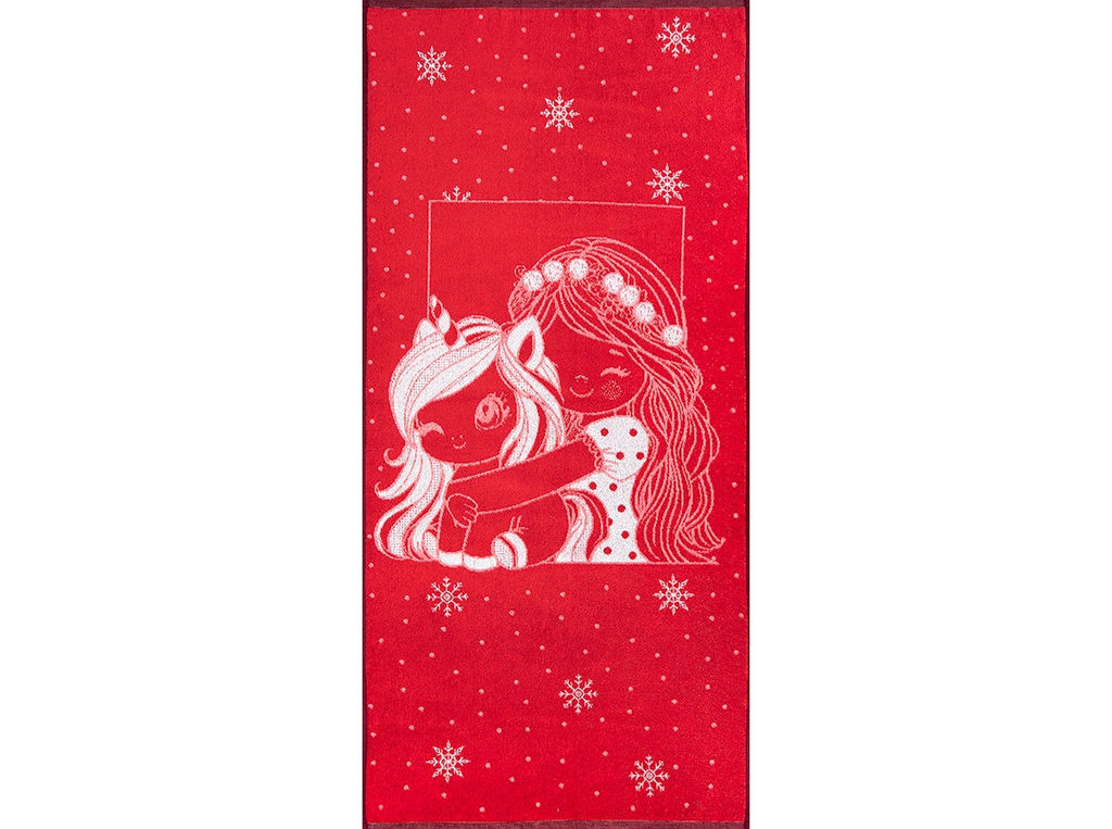 Полотенце махровое 6с102.411ж1 Обнимашки (3-бело-кр.) 67х150см