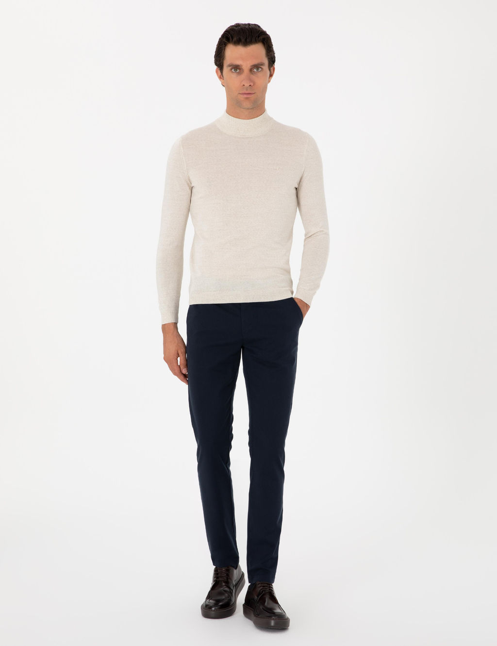 Lacivert Slim Fit Kanvas Pantolon
