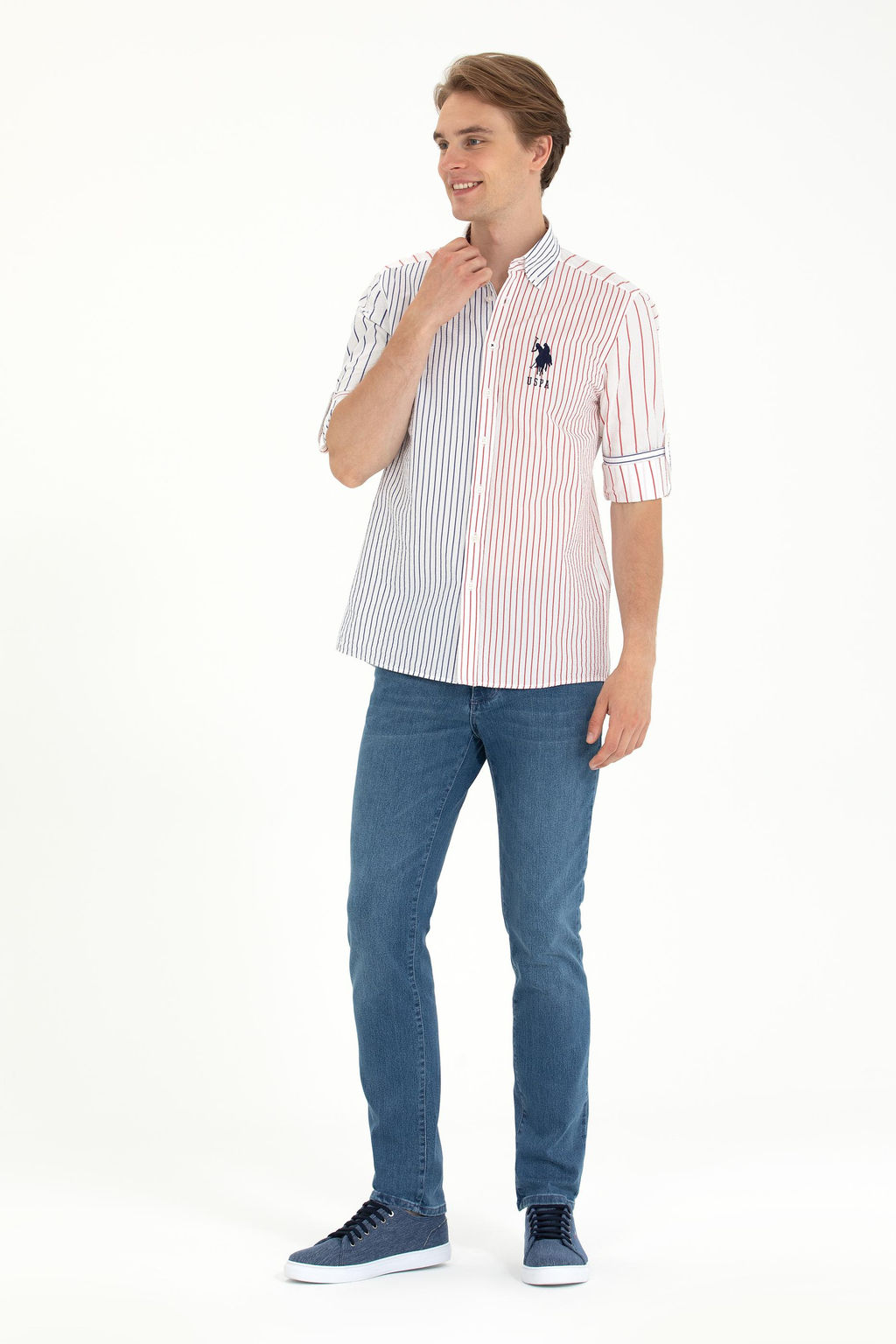 U. S. Polo Assn Мужская темно-синяя рубашка с длинным рукавом - U.s. polo assn фото 18