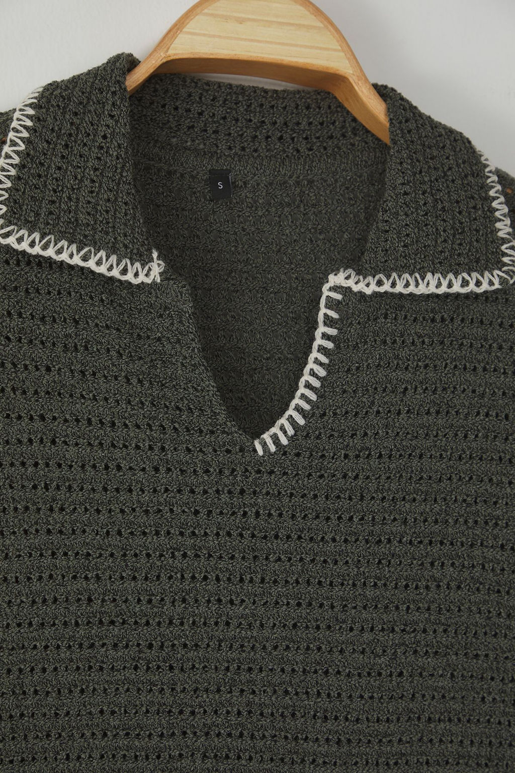 TRENDYOL MAN Limited Edition Haki Regular Apas Yaka Dokulu Triko T-shirt TMNSS25PO00027 - Trendyolmilla фото 7