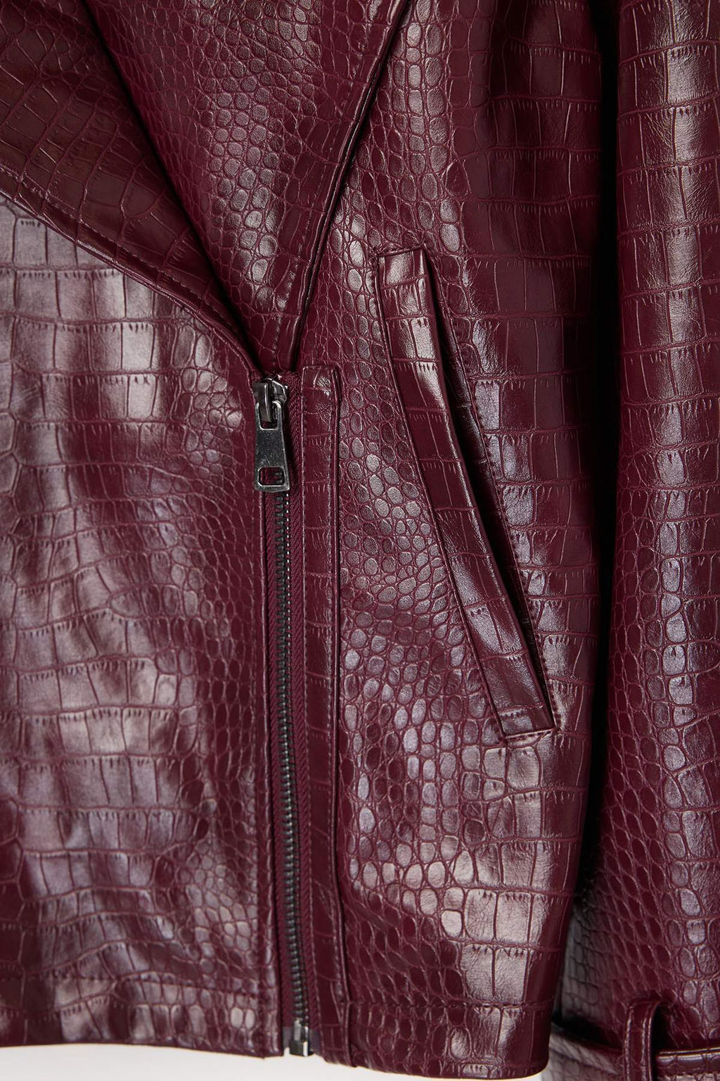 Bordo Regular Kal?p Suni Deri Biker Ince Ceket Mont TWOAW26MO00003 - Trendyolmilla фото 6
