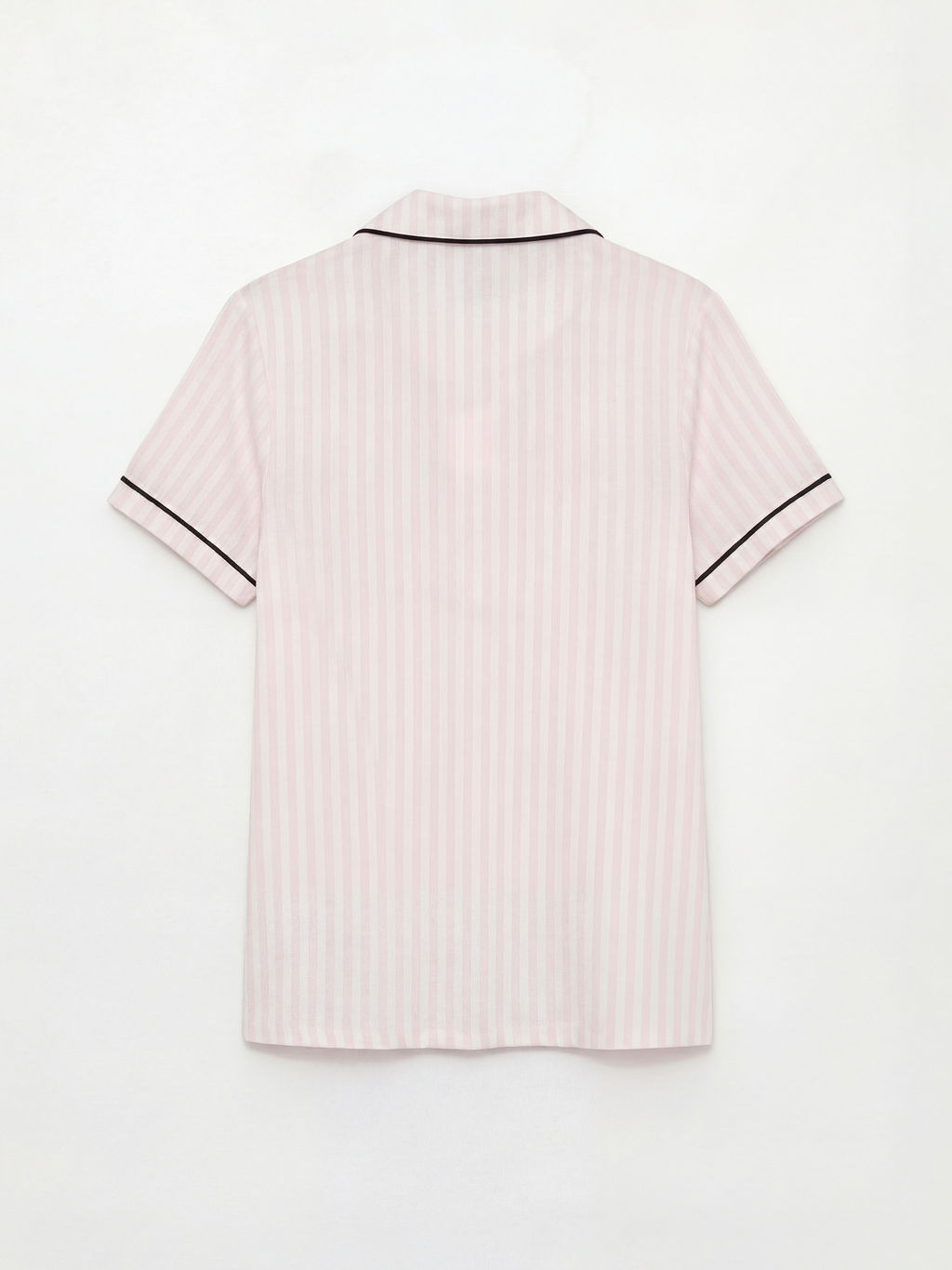 G?mlek Yaka ?izgili Kad?n ?ortlu Pijama Tak?m?