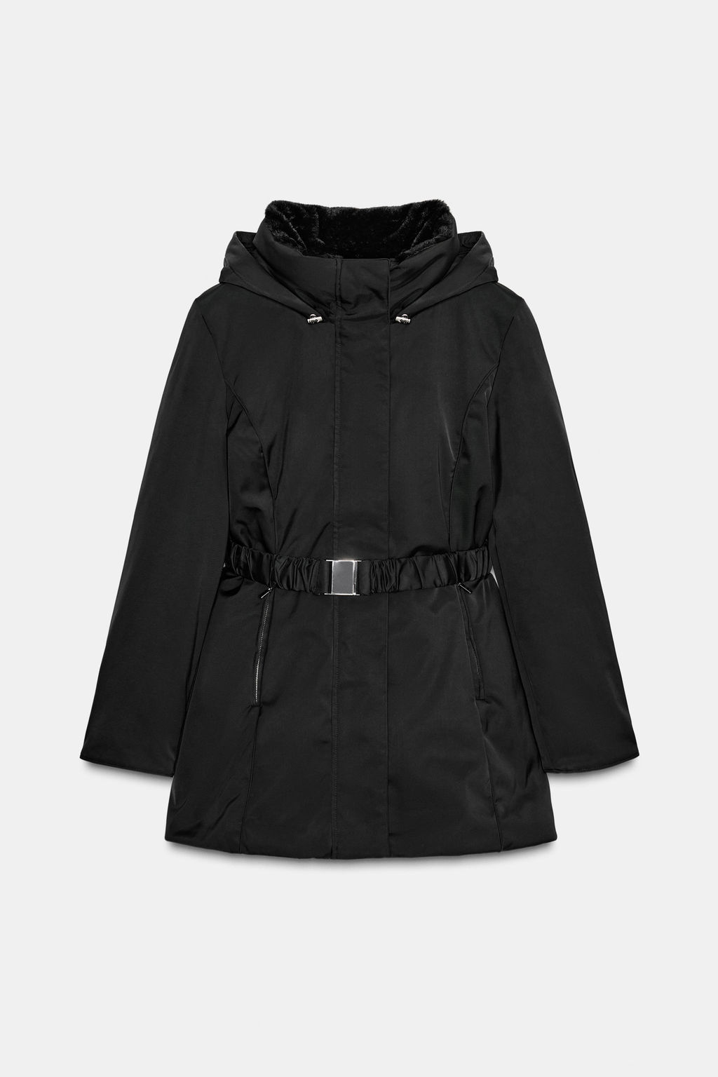 PUFFER JACKET WITH FAUX FUR HOOD, WATER AND WIND PROTECTION - Zara фото 3