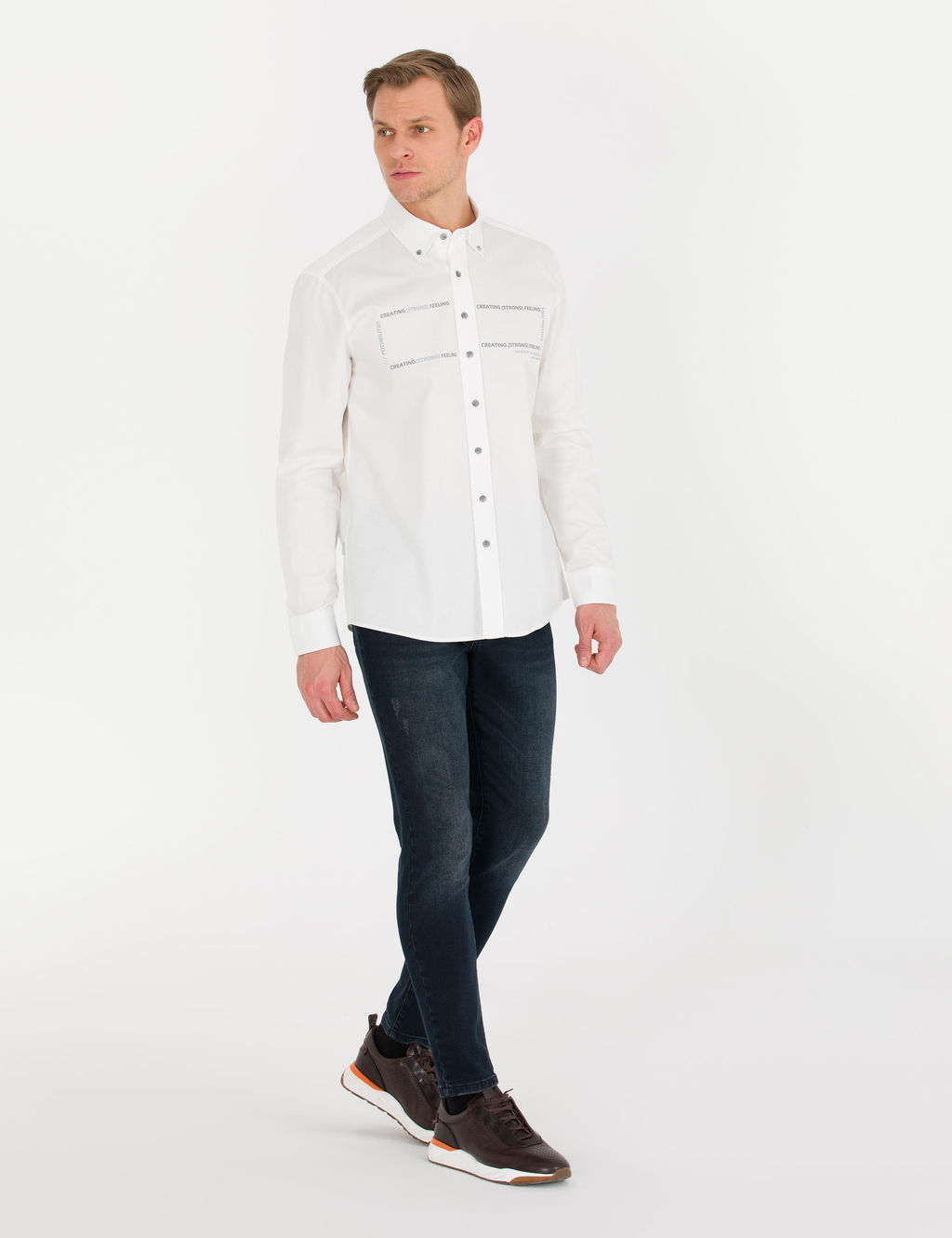 Beyaz Regular Fit Uzun Kollu G_mlek - Pierre cardin фото 3