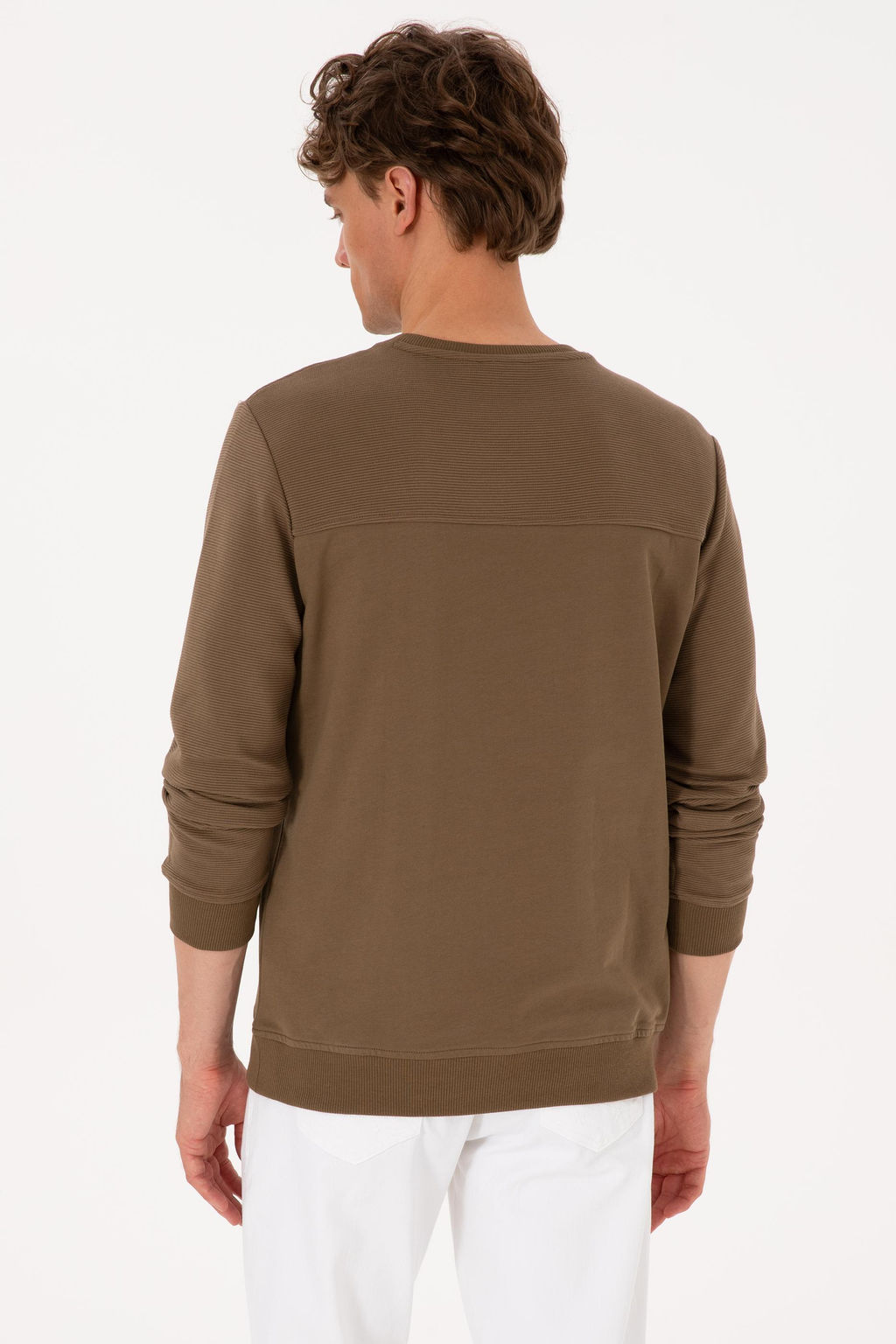 Erkek Bisiklet Yaka Regular Fit Haki Sweatshirt - U.s. polo assn фото 5
