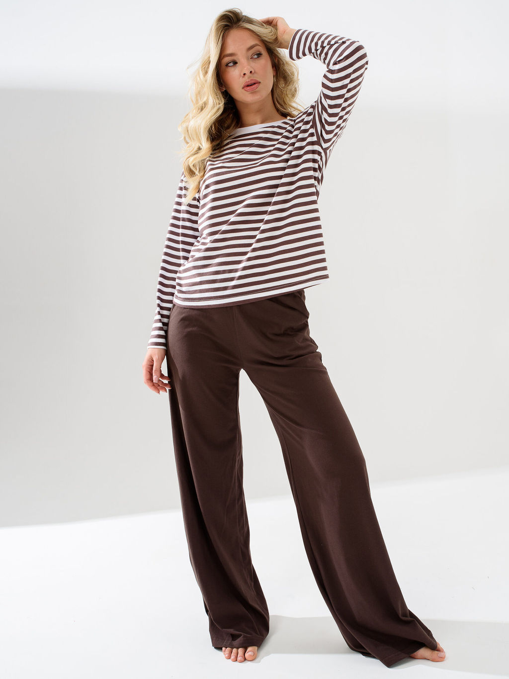 Пижама костюм(лонгслив-тельняшка+ брюки) 100% хлопок - Оптима фото 4