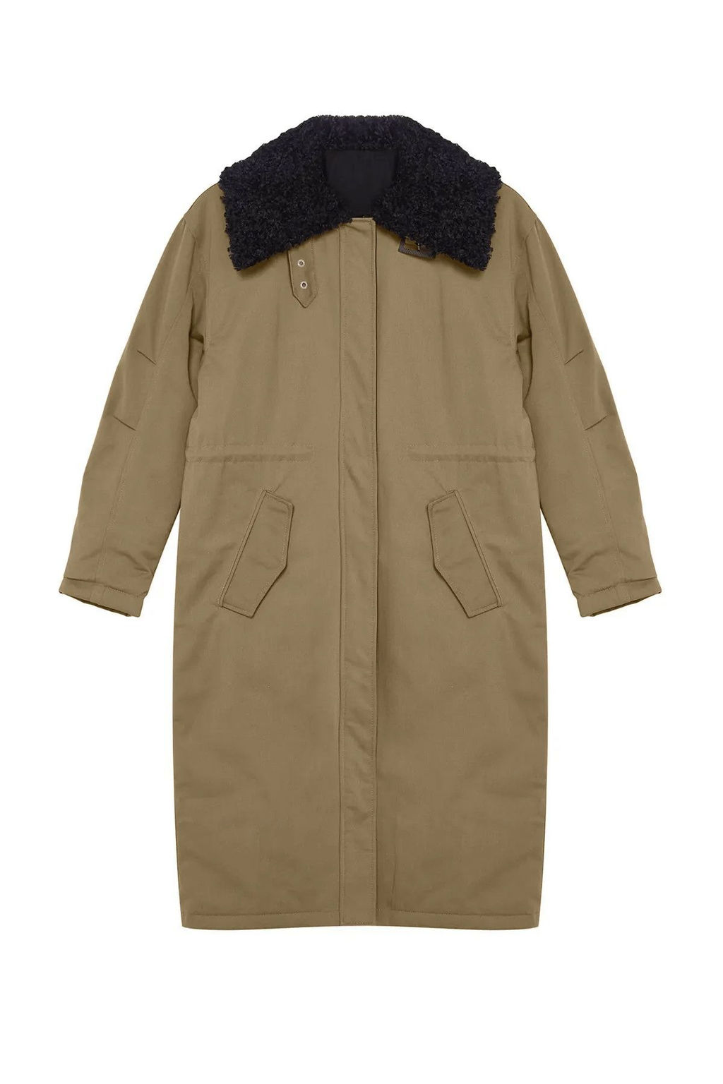 Haki Regular Kal?p Pelus Yaka Detayl? Ici Kapitone Astarl? Uzun K?sl?k Parka Mont TWOAW25MO00098