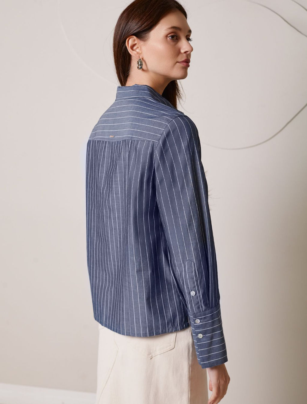 Блузка свободного силуэта в полоску из 100 % хлопка - Vilatte фото 3