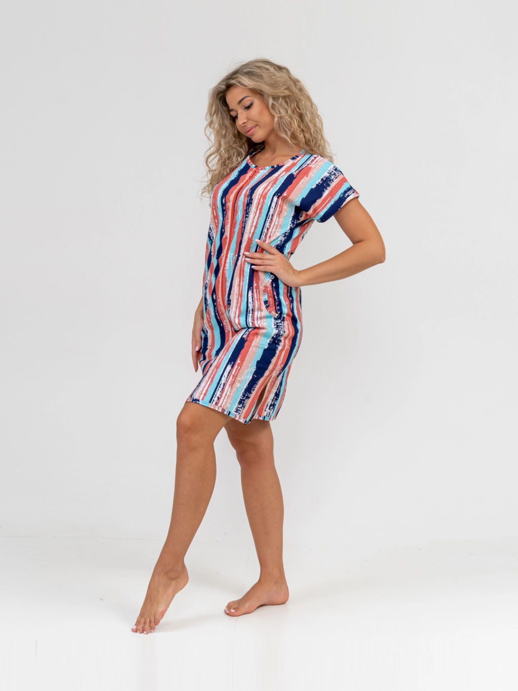 Халат женский, цвет голубой