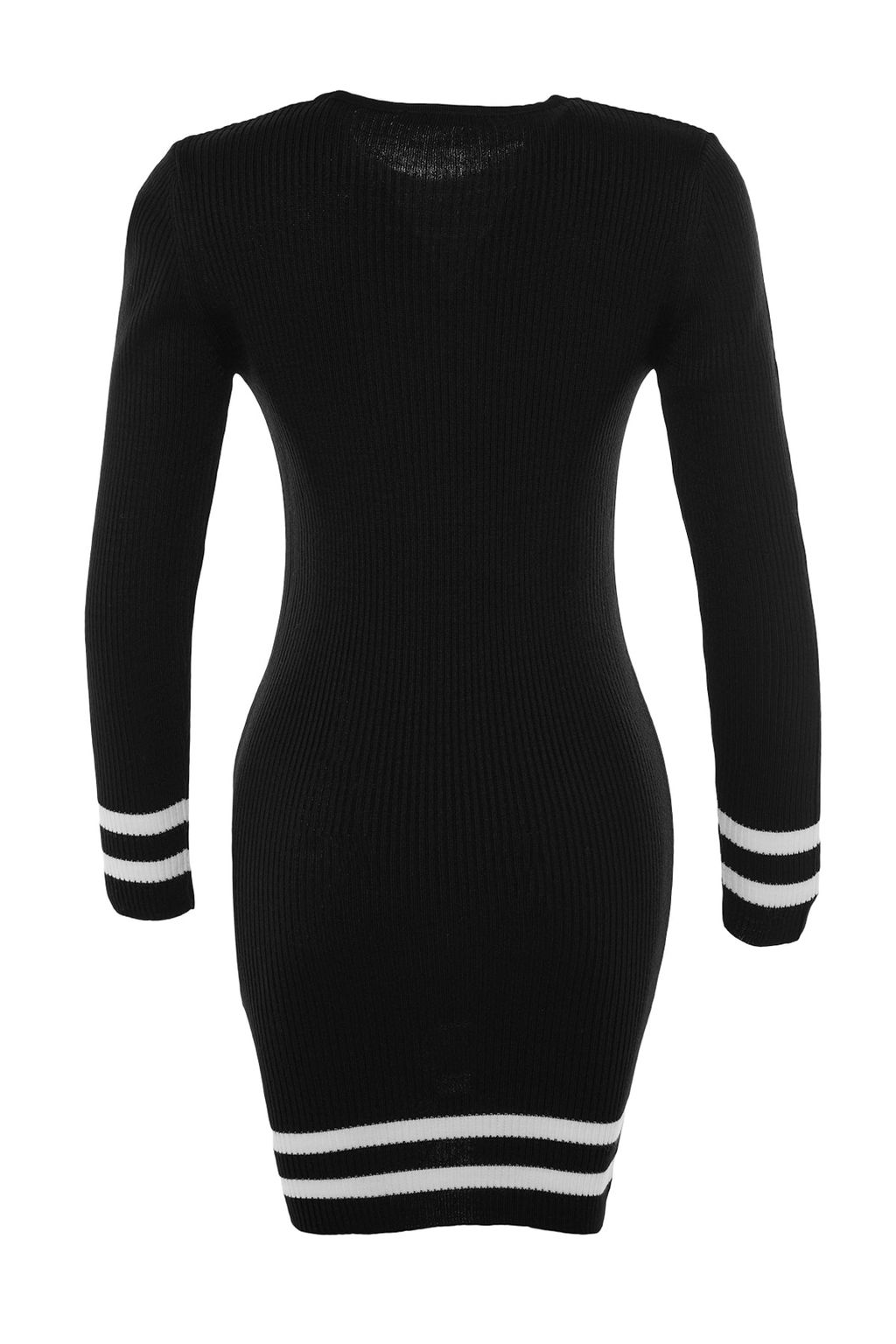 TRENDYOLMILLA Siyah Mini Triko Etek Ucu Cizgili Elbise TWOAW20EL1274  фото 16