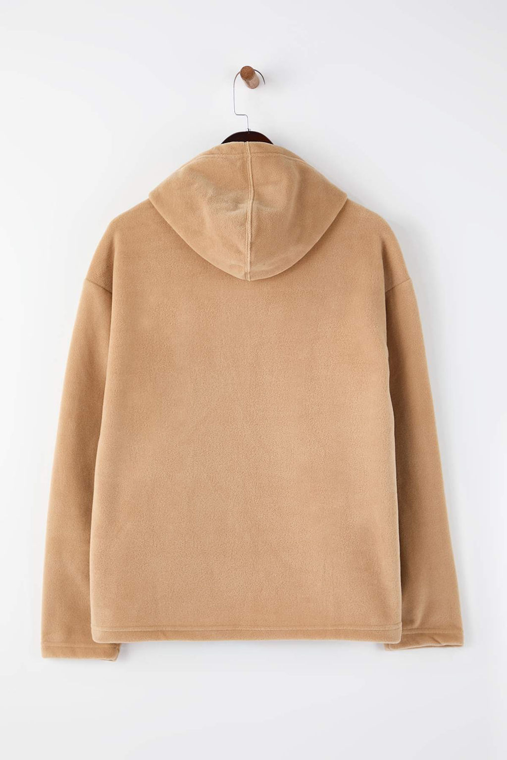 Bej Oversize/Genis Kesim Polar Kal?n Nak?sl? Sweatshirt TMNAW26SW00029