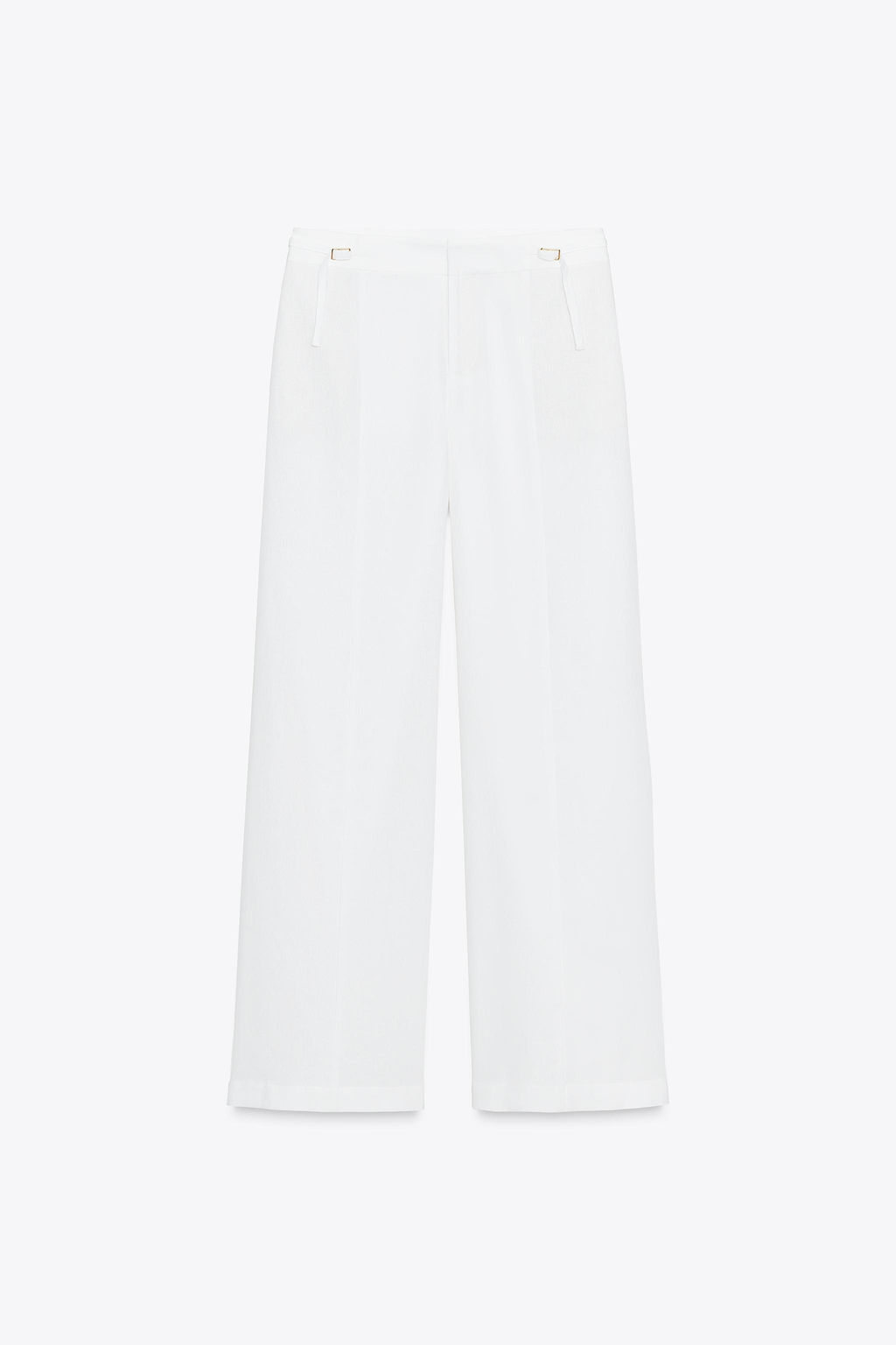 LINEN BLEND WIDE-LEG TROUSERS WITH BUCKLES - Zara фото 16