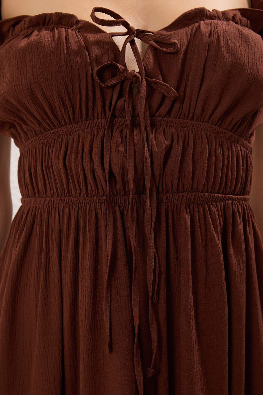 Trendyolmilla Plaj Giyim Ekru Maxi Dokuma Gipe Detayl? Elbise TBESS25EL00030 фото 7