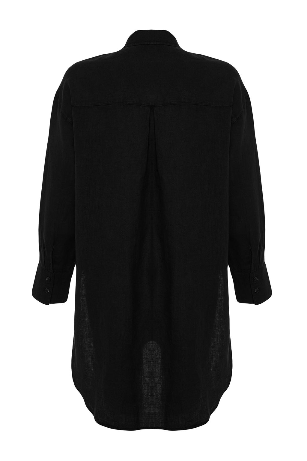 Siyah %100 Keten Oversize Gomlek TWOSS23GO00443