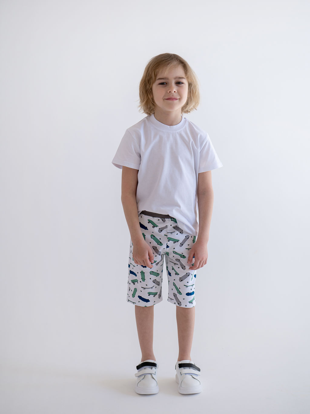 Шорты для мальчика с принтом, белый - Lesi kids фото 2