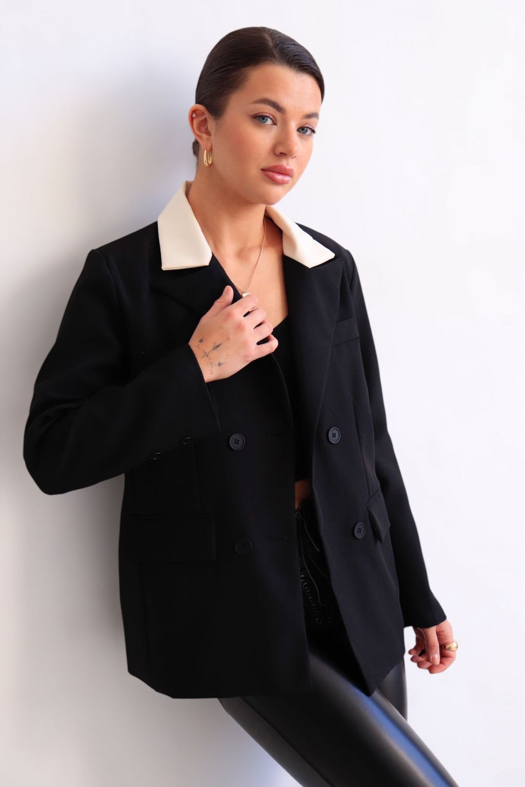 Martichelli Жакет чёрный с белым воротником  фото 5