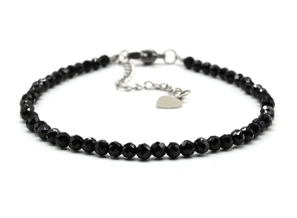 Браслет из циркона шарик гр.3мм цв.черный, 16см