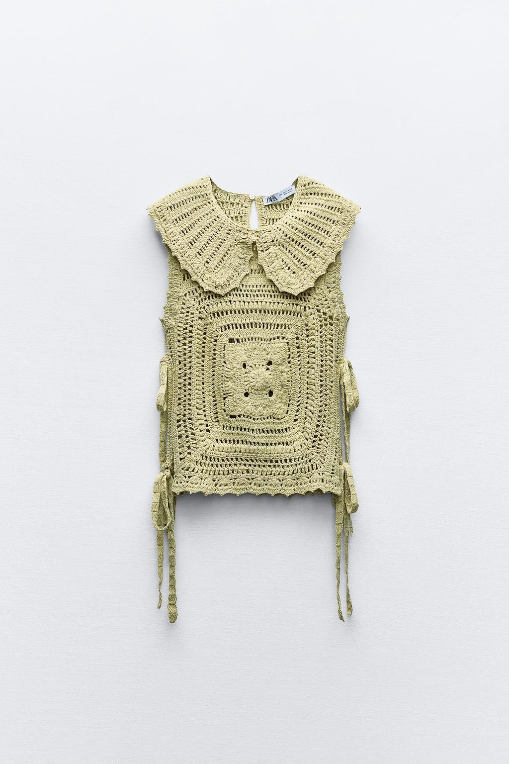 CROCHET KNIT TOP WITH SIDE TIES - Zara фото 7