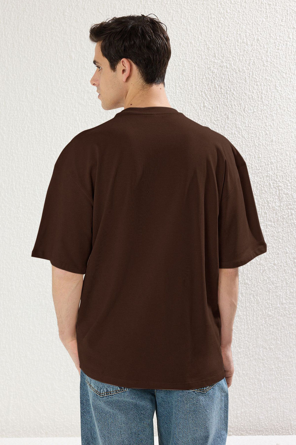 TRENDYOL MAN Kahverengi Oversize/Genis Kesim Dokulu Basic %100 Pamuklu Tok Kumas T-shirt TMNSS25TS00058 - Trendyolmilla фото 17