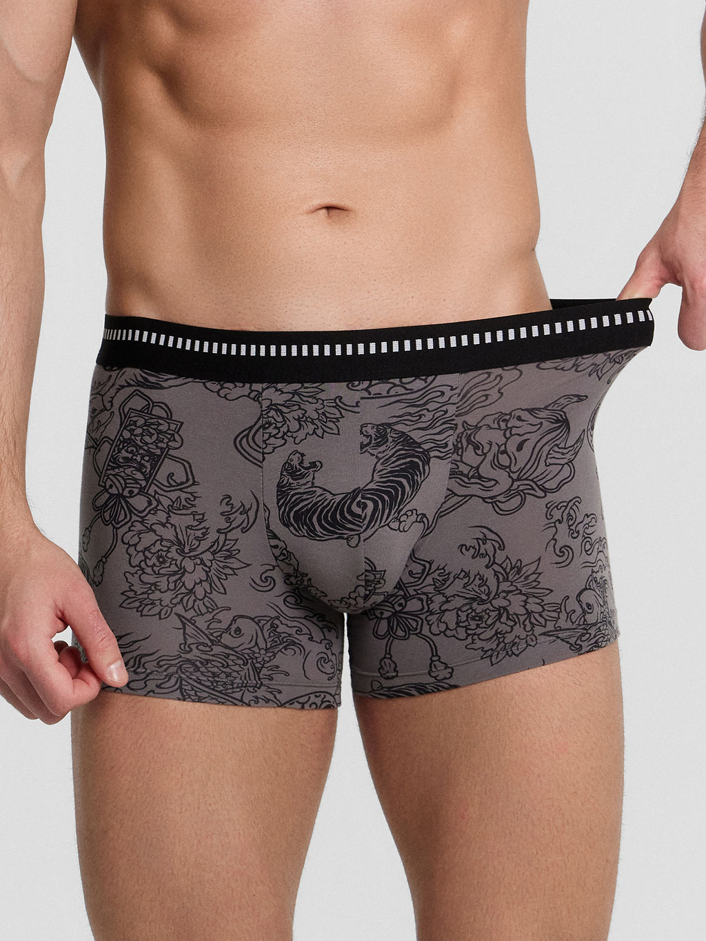Цена за 2 штуки! Трусы мужские боксеры серые с тату тату на сером4 411221 - Mark formelle фото 2