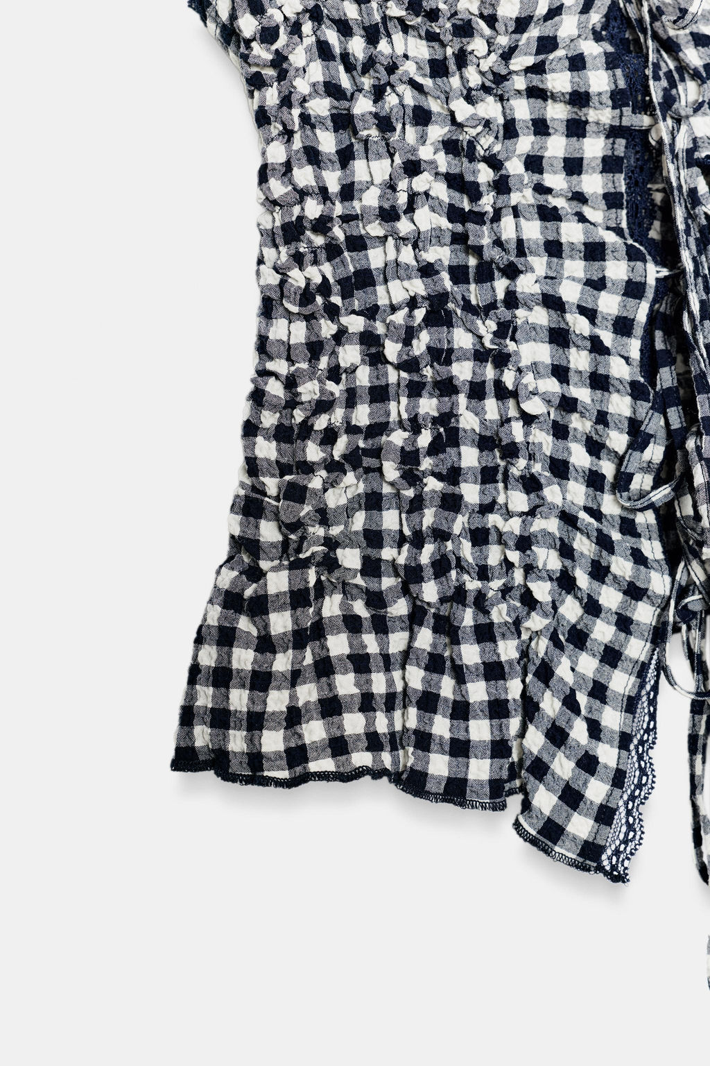 TOP DRAPEADO CUADRO VICHY / Crudo / Azul