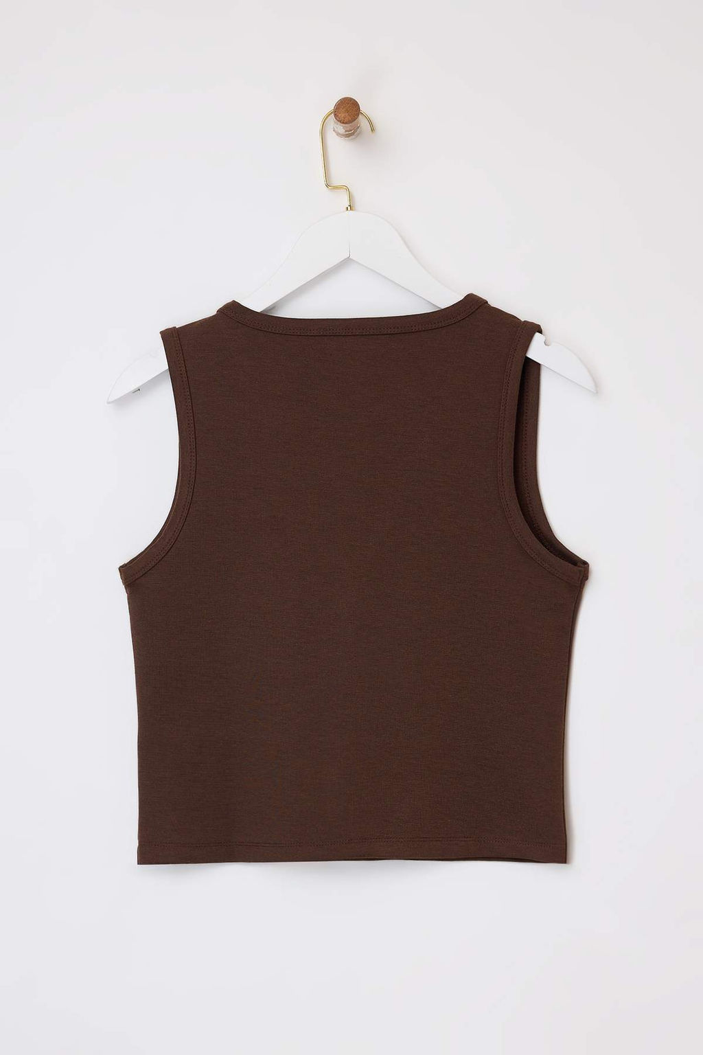 Kahverengi Fitted/Vucuda Oturan V Yaka Dugmeli Kolsuz Interlok Orme Bluz TWOSS26BZ00180