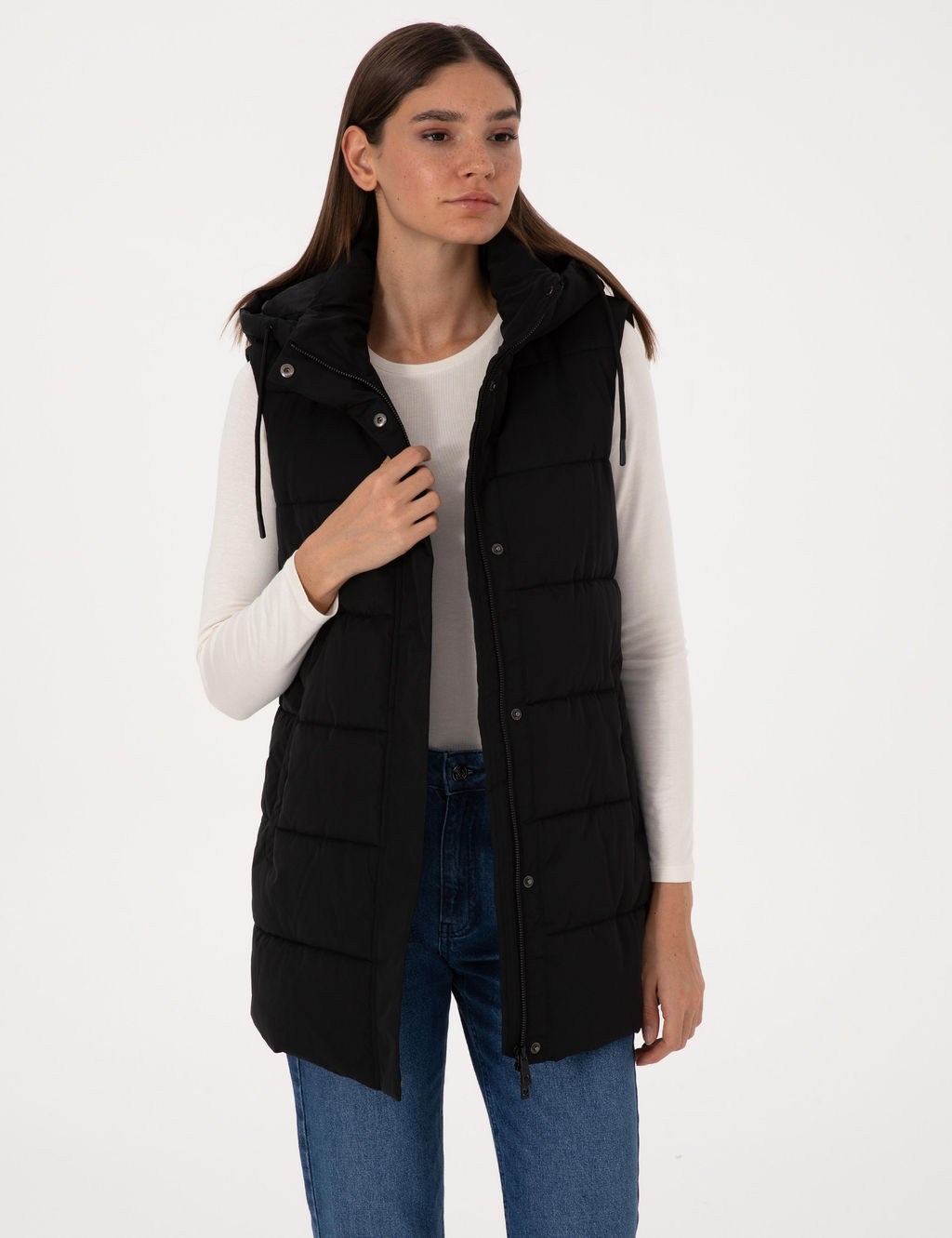 Siyah __kar_labilir Kap__onlu Yelek - Pierre cardin фото 3