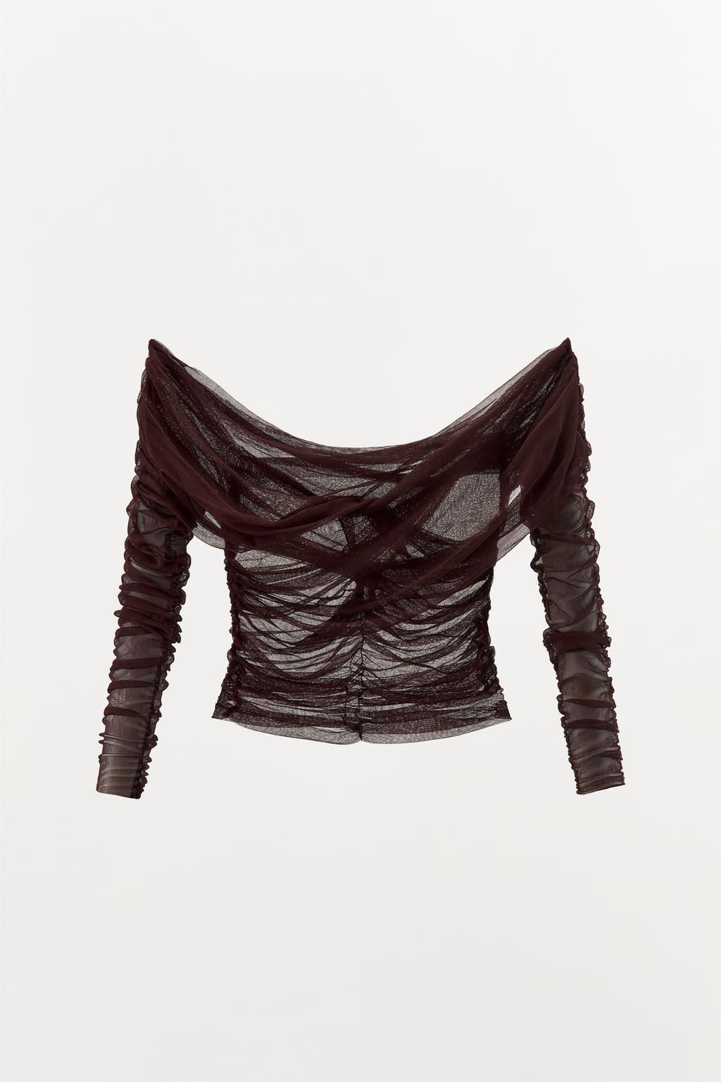 100% SILK DRAPED WRAP TOP - Zara фото 4