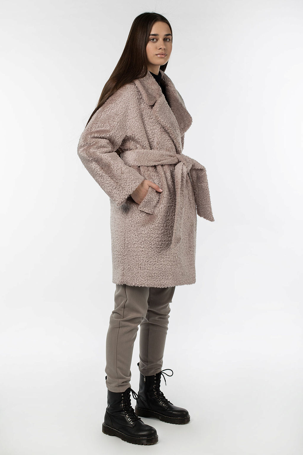 02-3077 Пальто женское утепленное (пояс) - El podio фото 3