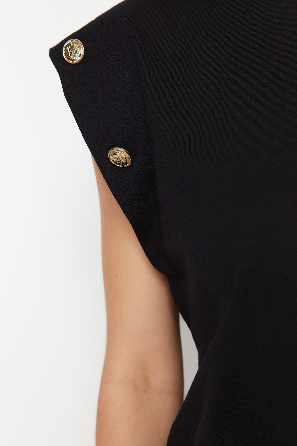 TRENDYOLMILLA Lacivert %100 Pamuk Dugme Detayl? Vatka Gorunumlu Basic Bisiklet Yaka Orme T-Shirt TWOSS23TS00016  фото 13