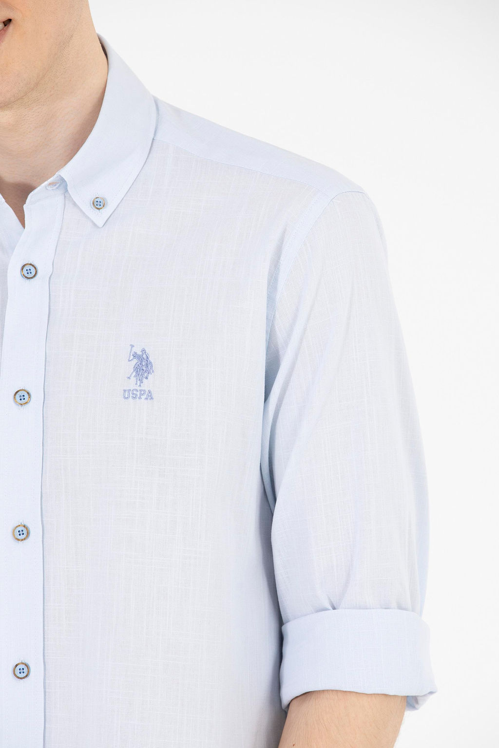 U. S. Polo Assn / Мужская синяя рубашка с длинным рукавом - U.s. polo assn фото 7