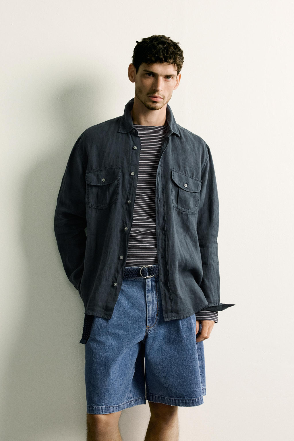 CAMISA RELAXED FIT 100% LINO / Marino - Zara фото 2