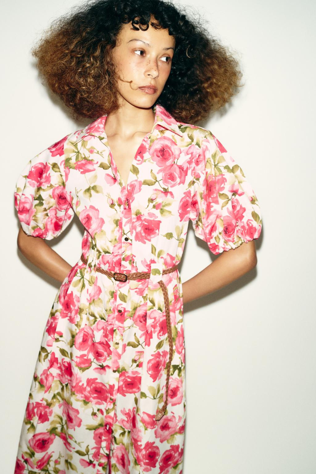 FLORAL PRINT MIDI DRESS WITH BELT - Zara фото 2