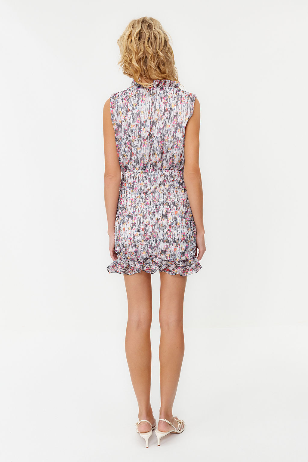 Cok Renkli Etegi Volanl? Kumas Ozellikli Sifon Mini Dokuma Elbise TWOSS24EL00050 - Trendyolmilla фото 7