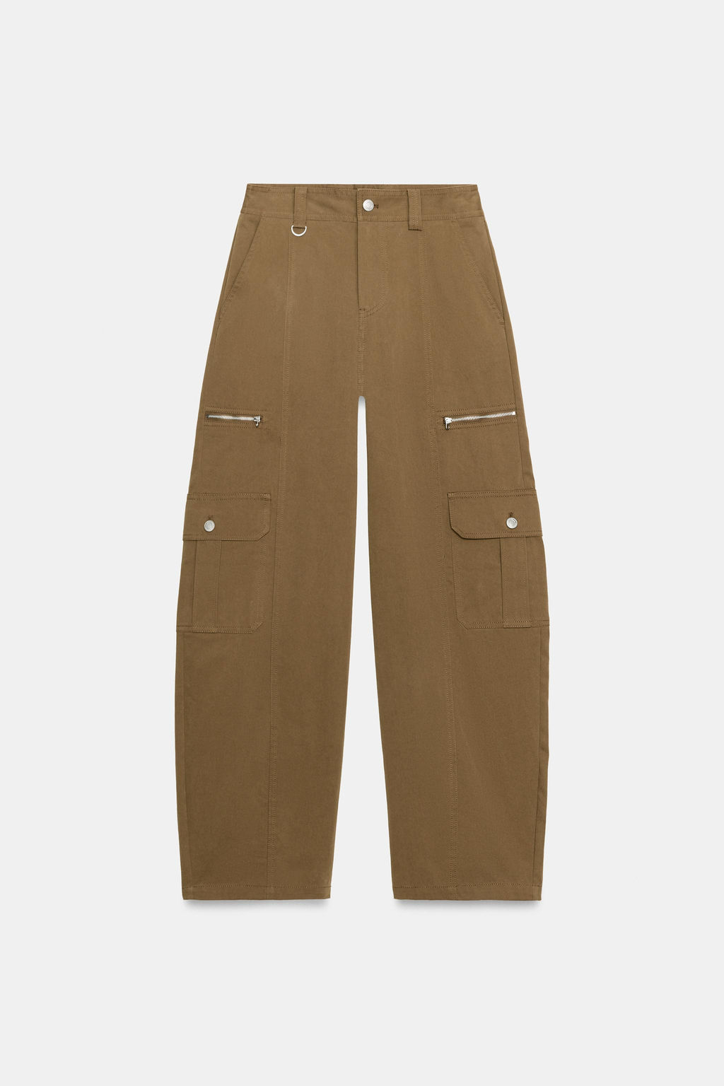 PANTAL?N BARREL BOLSILLOS CARGO SET / Khaki - Zara фото 6