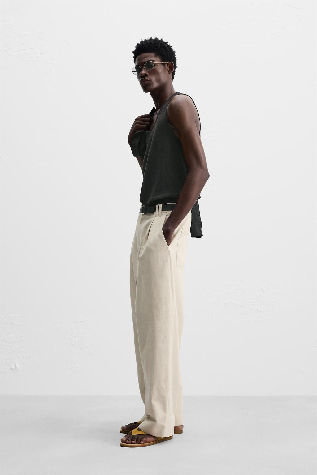 COTTON - LINEN BALLOON FIT TROUSERS - Zara фото 4