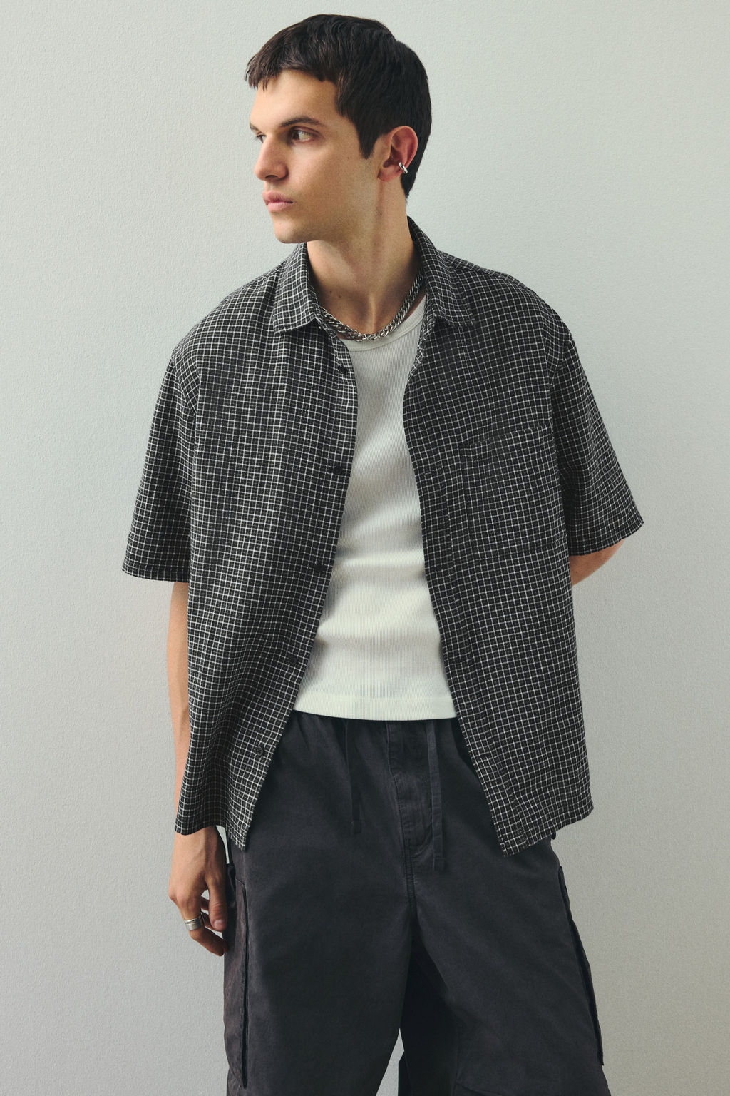 Camisa en mezcla de lino Oversized Fit - H&m фото 3