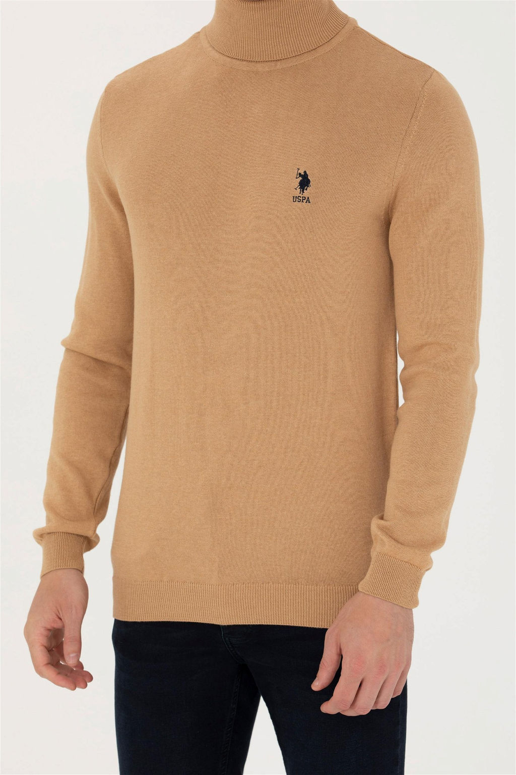 U. S. Polo Assn Мужской базовый свитер песочного меланжа - U.s. polo assn фото 6