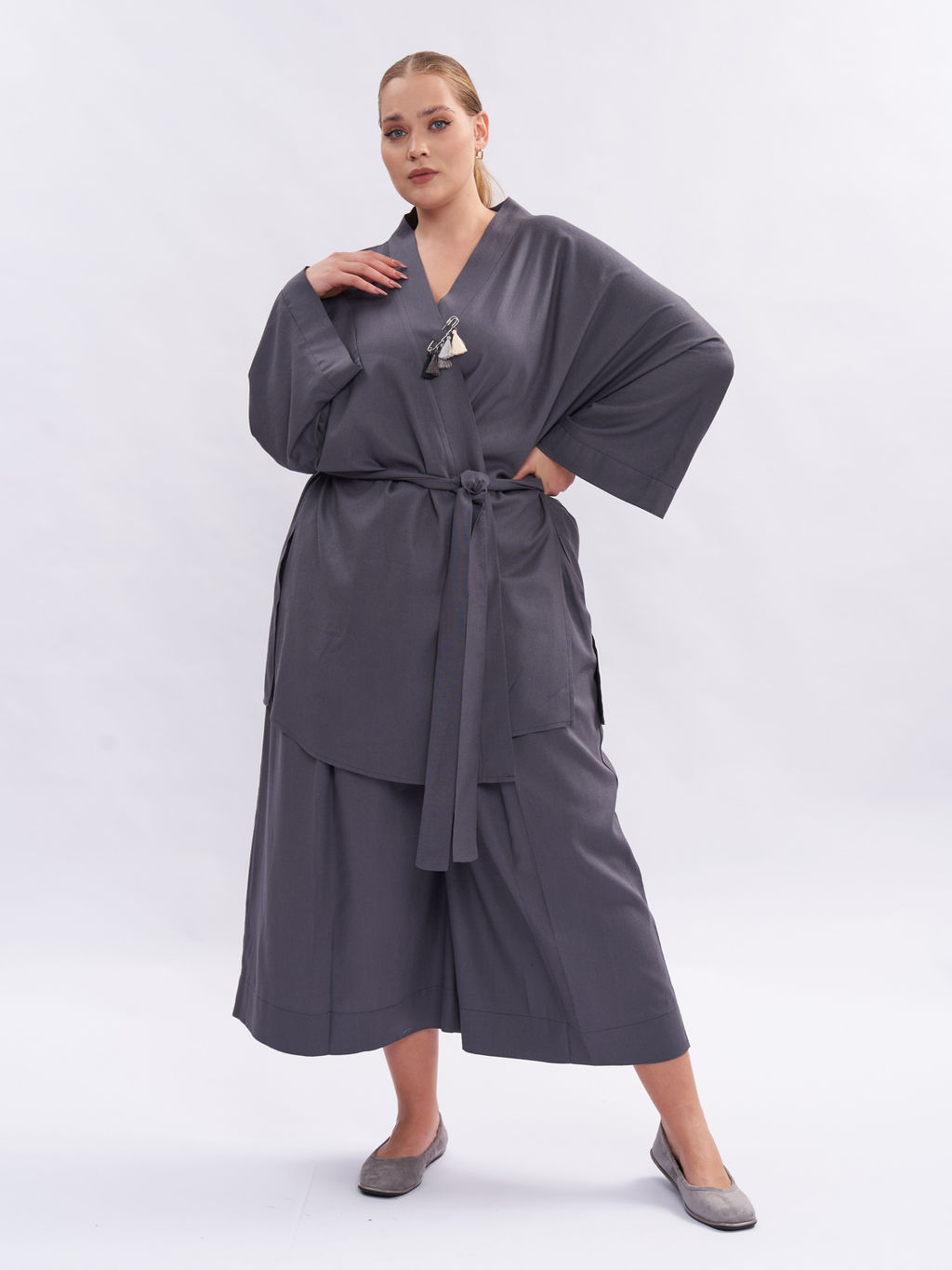 Кардиган кимоно льняной TKA04152GRY23