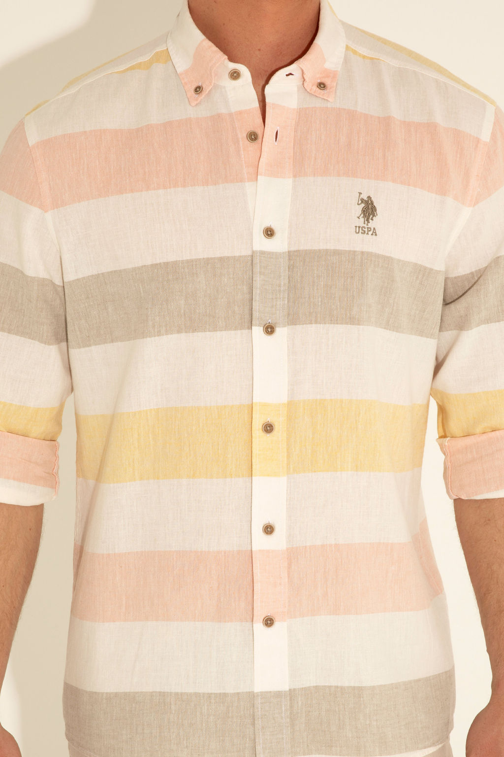 Мужская рубашка цвета хаки с длинным рукавом - U.s. polo assn фото 21